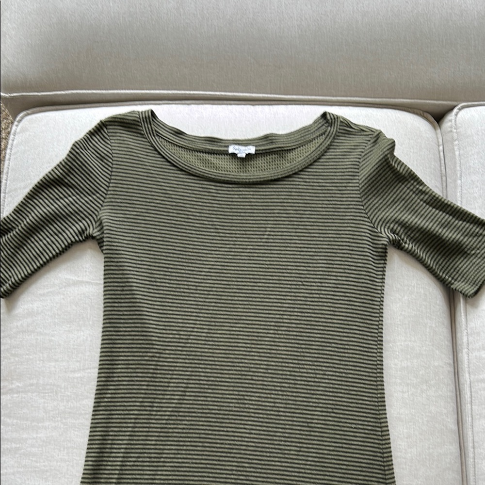 Splendid Green and Black Quarter Sleeve Dress